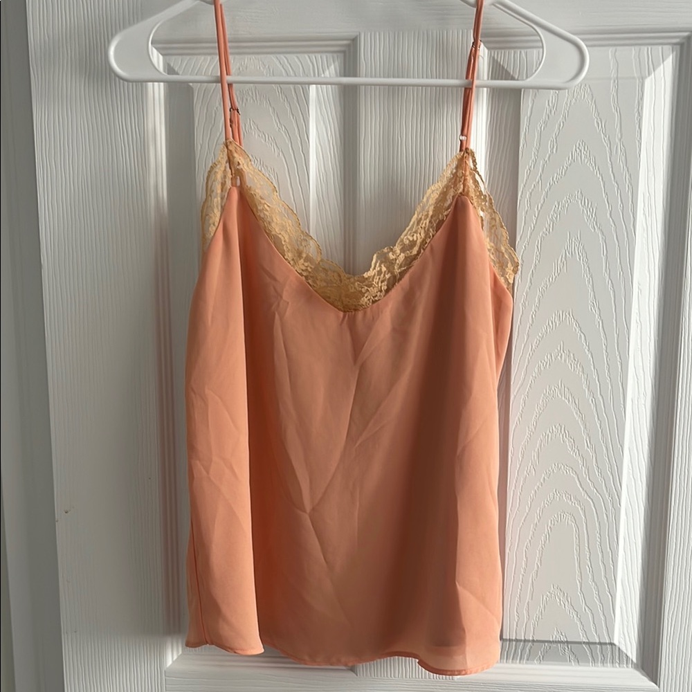 Peach Lace Trim Cami Top